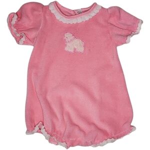 Vintage Health-tex One-piece Romper Pink Poodle & Lace Baby Girls 24 Months